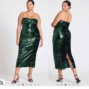 green emerald velvet dress Eloquii Green Flowy Rayon Maxi Dress main image 0